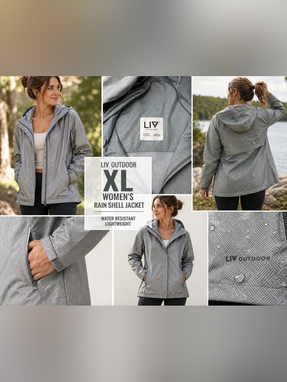 LIV Outdoor Women’s Rain Jacket XL Lightweight Water Resistant Hooded sage green